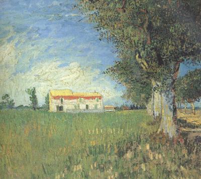 Vincent Van Gogh Farmhous in a Wheat Field (nn04) France oil painting art